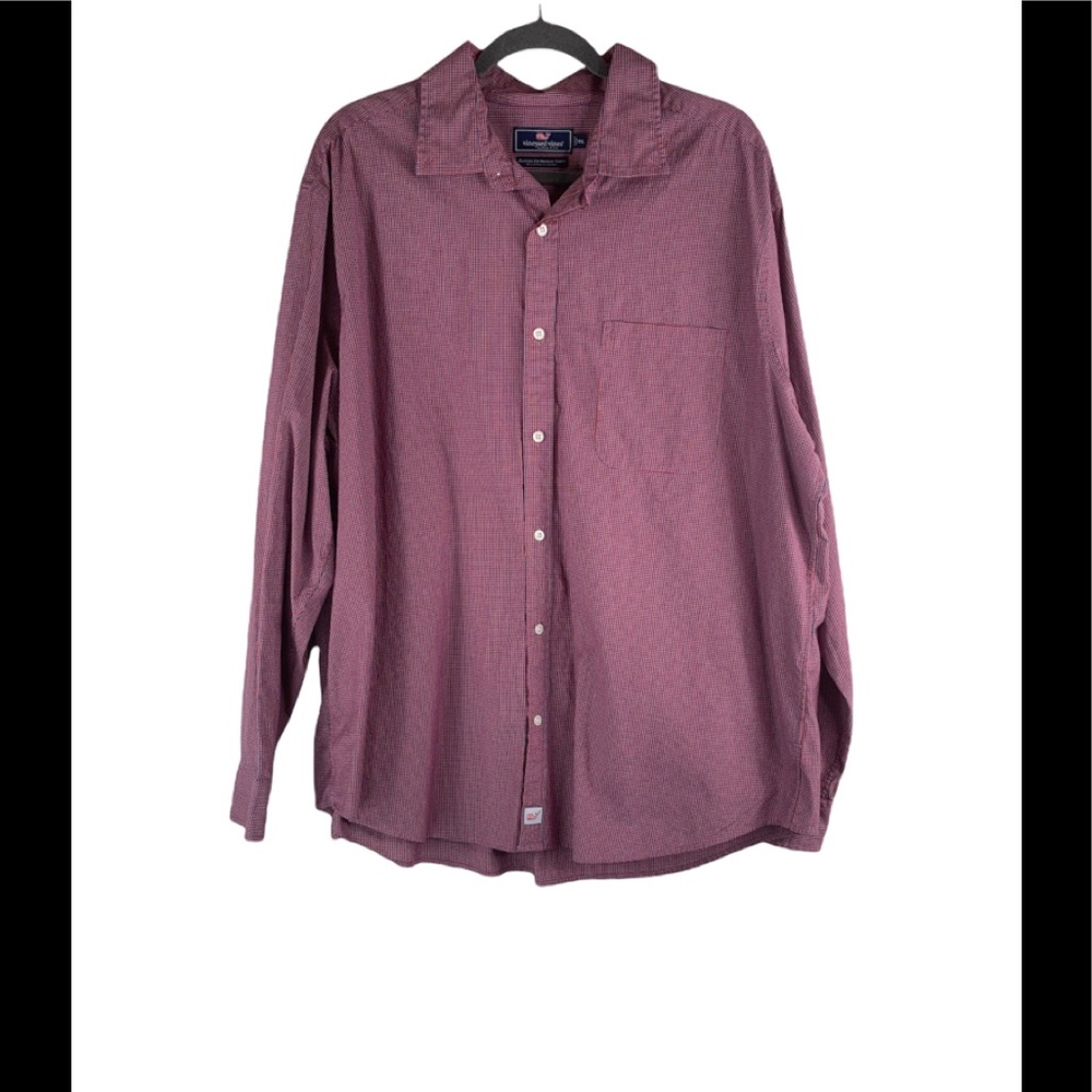 Vineyard Vines Classic Fit Murray Shirt Red Blue Plaid Long Sleeve Shirt XXL